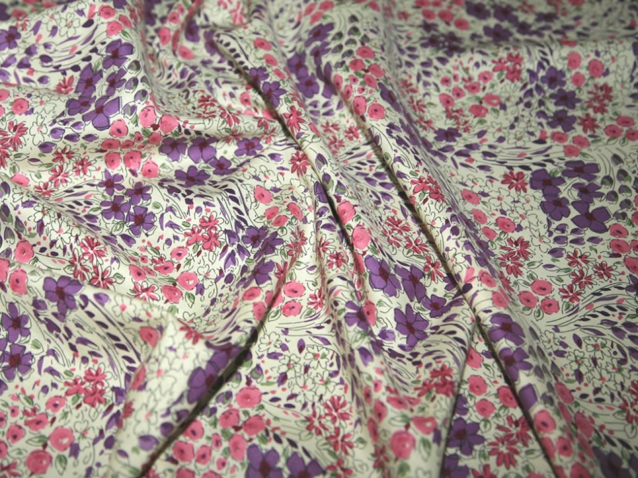 Cotton Lawn Fabric Pink & Purple