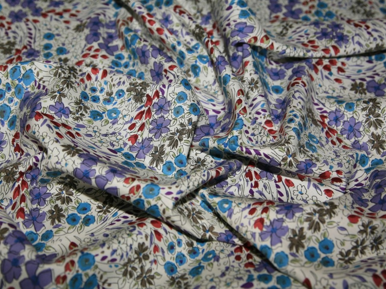 Cotton Lawn Fabric Purple & Blue