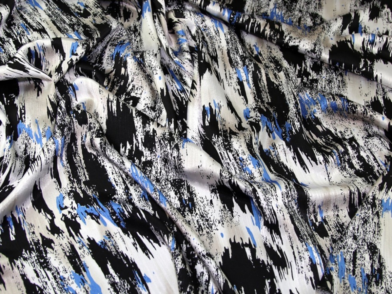 Crinkle Satin Fabric Blue