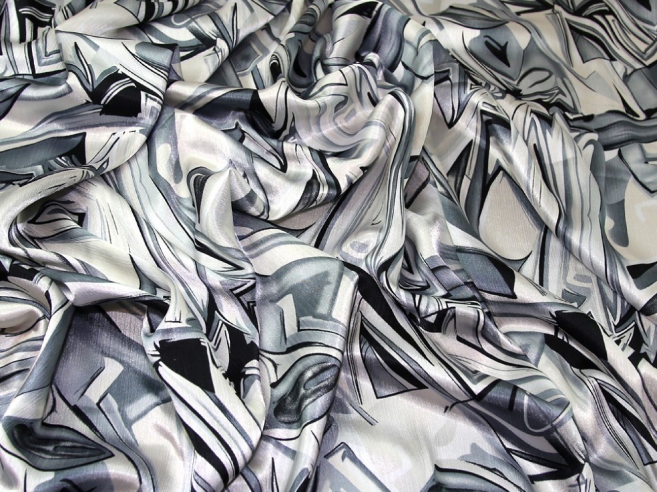 Crinkle Satin Fabric Grey