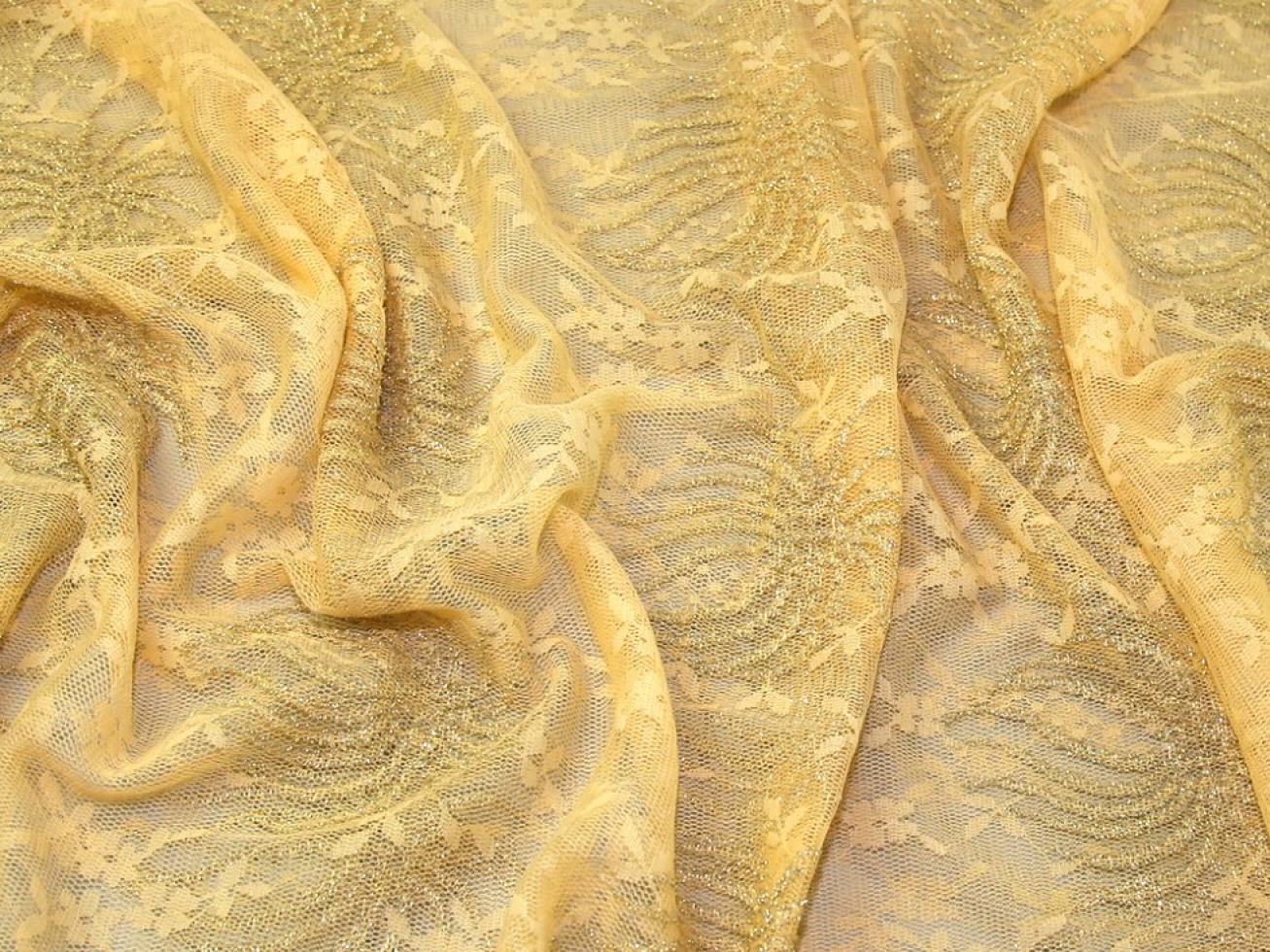 Metallic Lace Fabric Gold