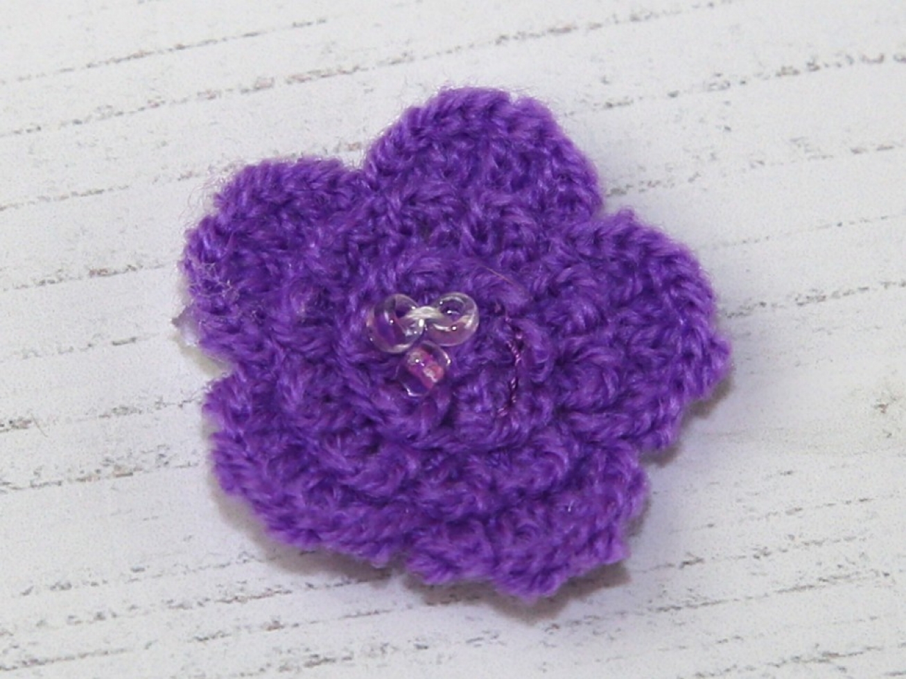 Beaded Flower Patch Motif Purple