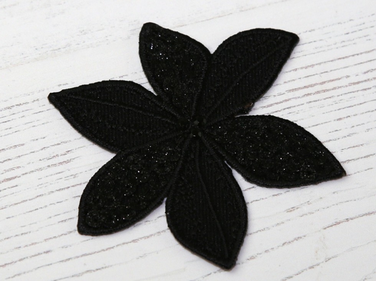 Sequin Flower Patch Motif Black