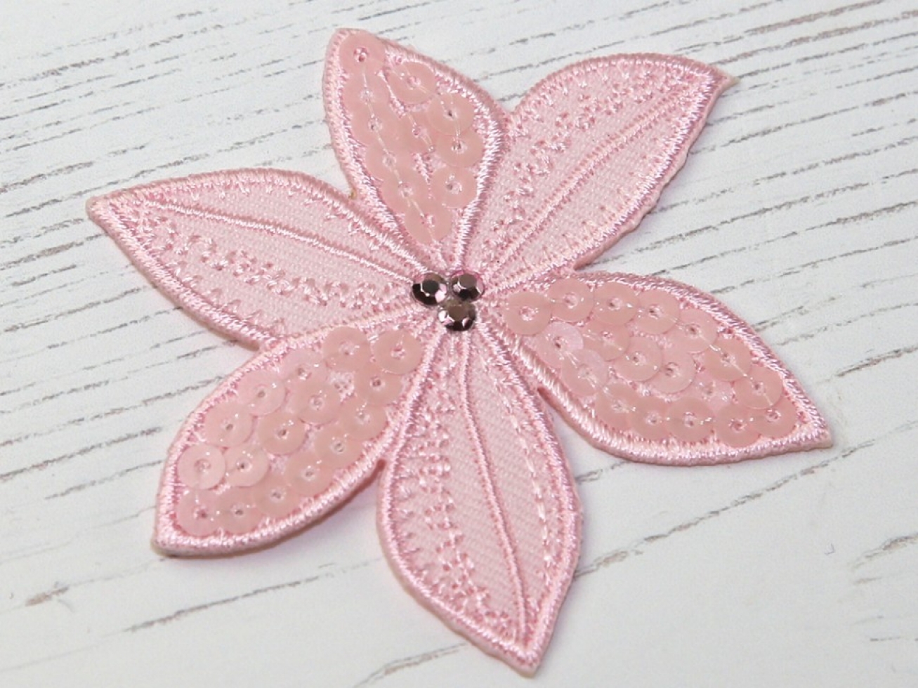 Sequin Flower Patch Motif Pink