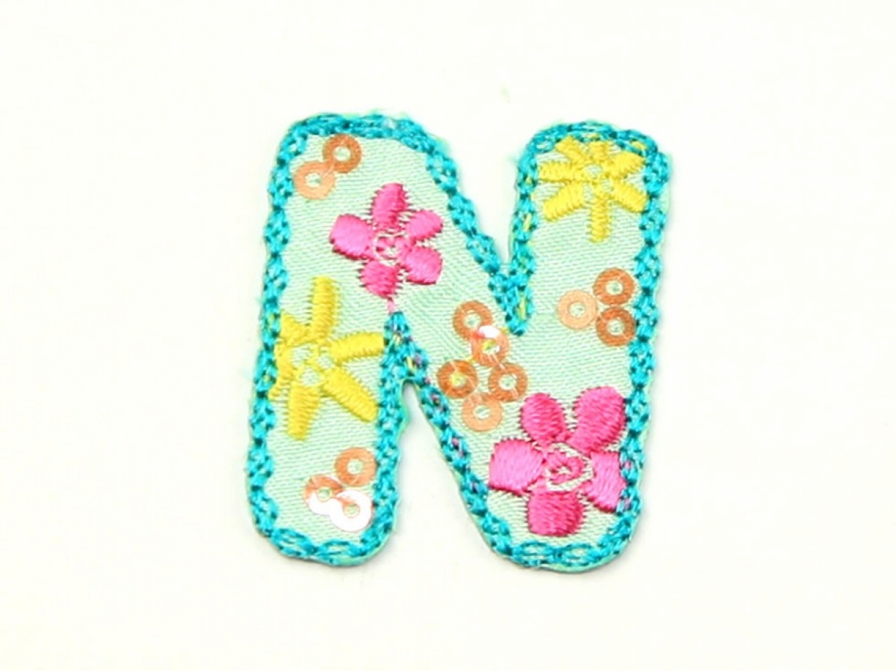 Alphabet Patch Motif Multicoloured Letter N
