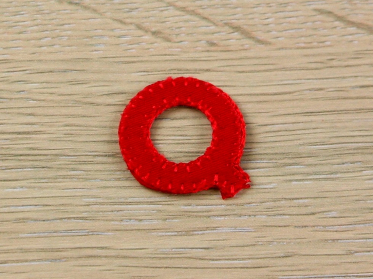 Alphabet Patch Motif Red Letter Q