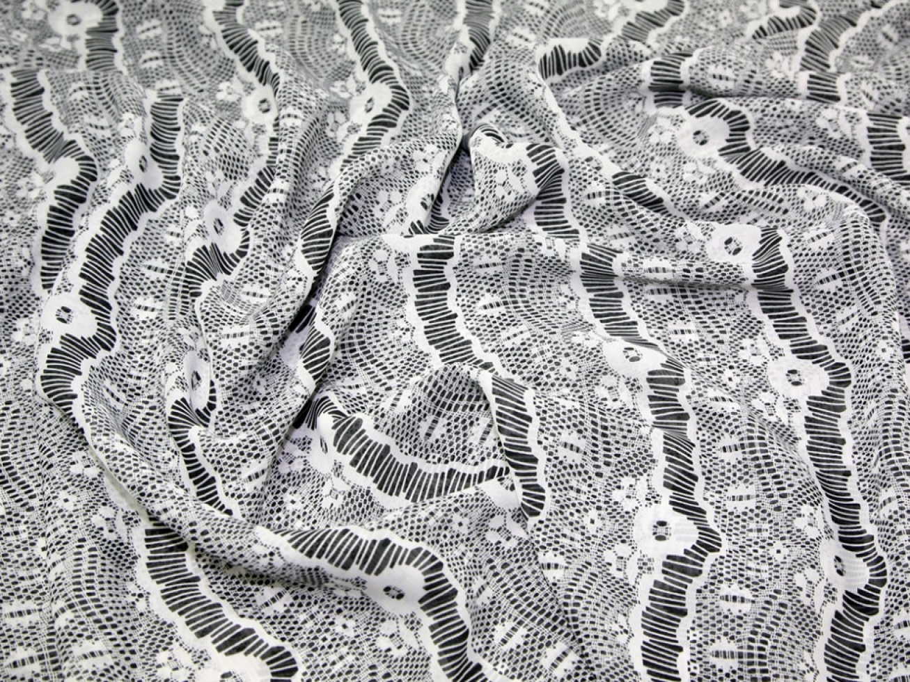 Sheer Chiffon Fabric Black & White