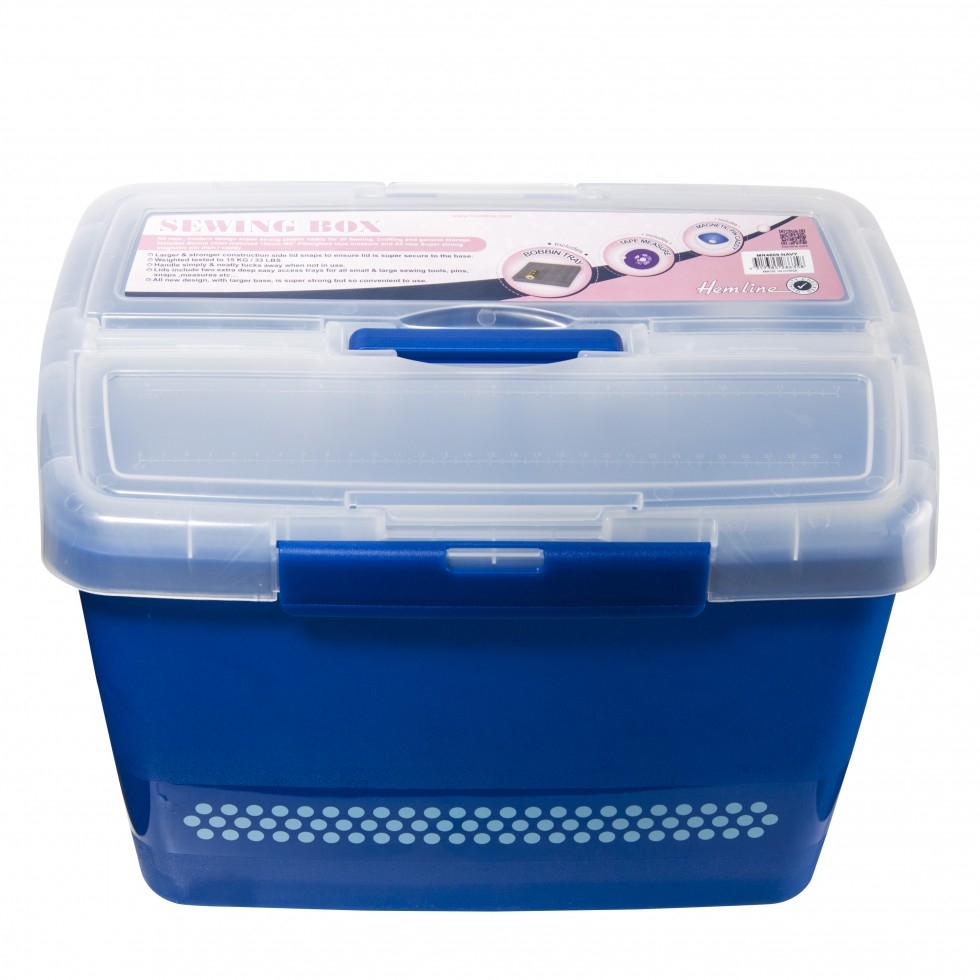 Hemline Large Sewing Craft Box Navy Blue