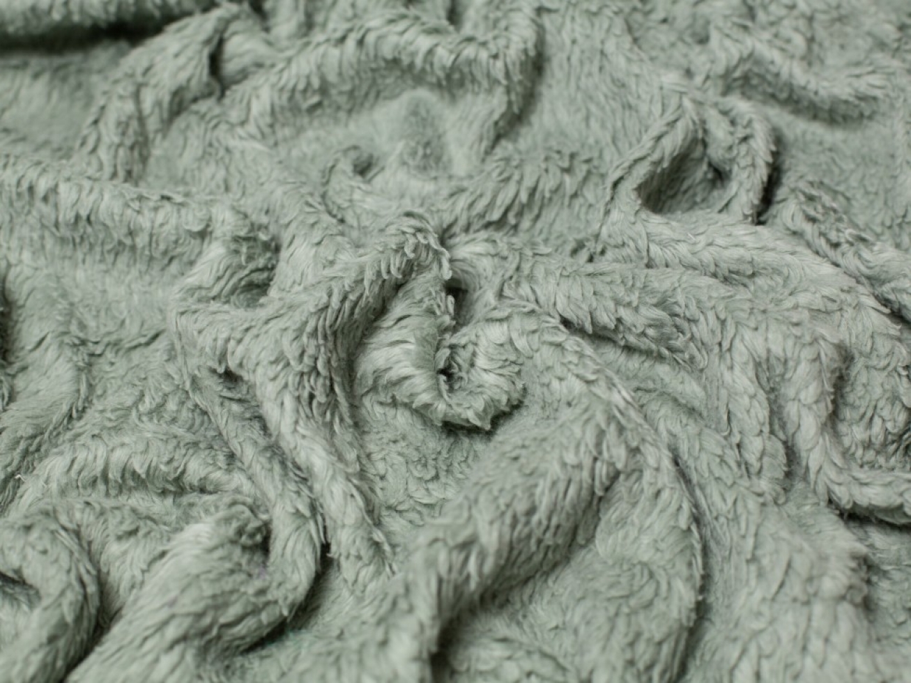 Minerva Core Range Cotton Sherpa Fleece Fur Fabric Dusky Green