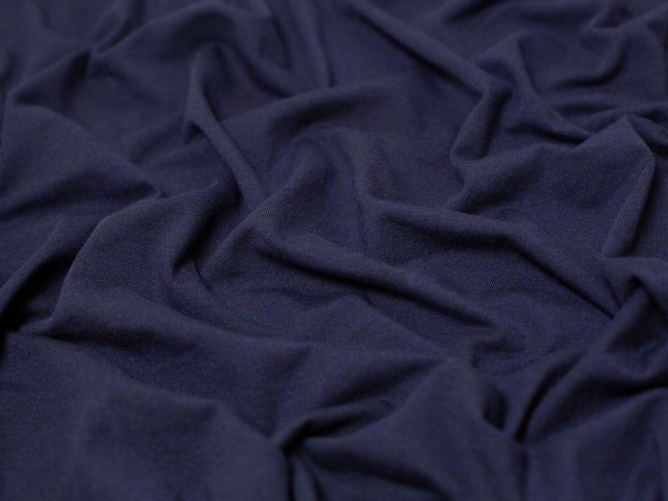 Minerva Core Range Melange Cotton Jersey Stretch Knit Fabric Dark Navy