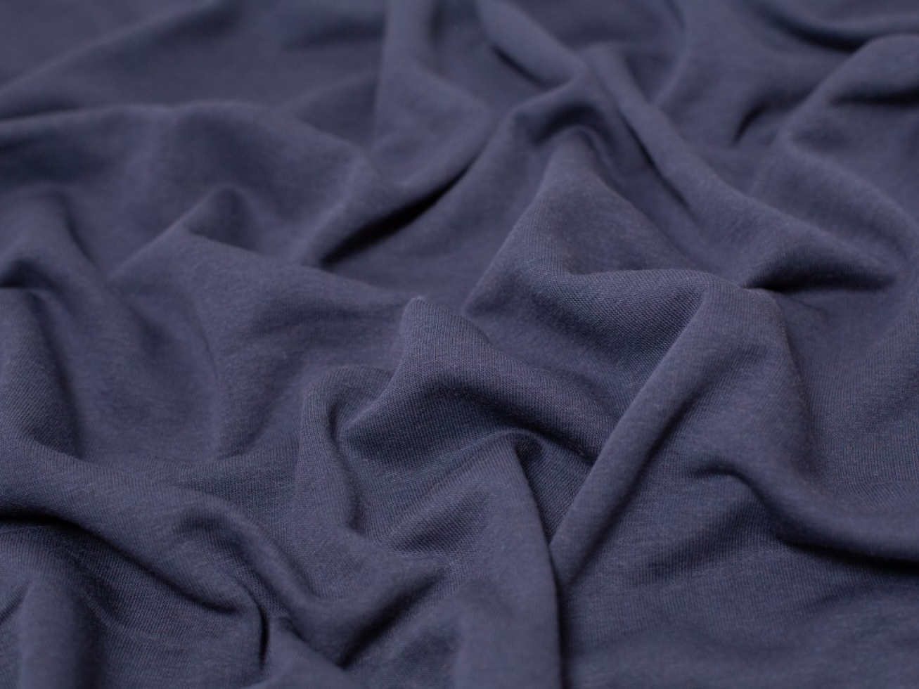 Minerva Core Range Melange Polycotton Fleece Back Sweatshirt Stretch Knit Fabric Dark Navy