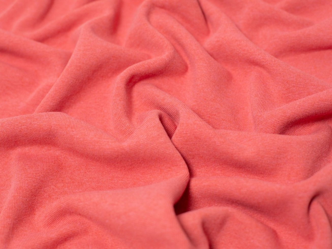 Minerva Core Range Melange Tubular Ribbing Stretch Knit Fabric Bright Red