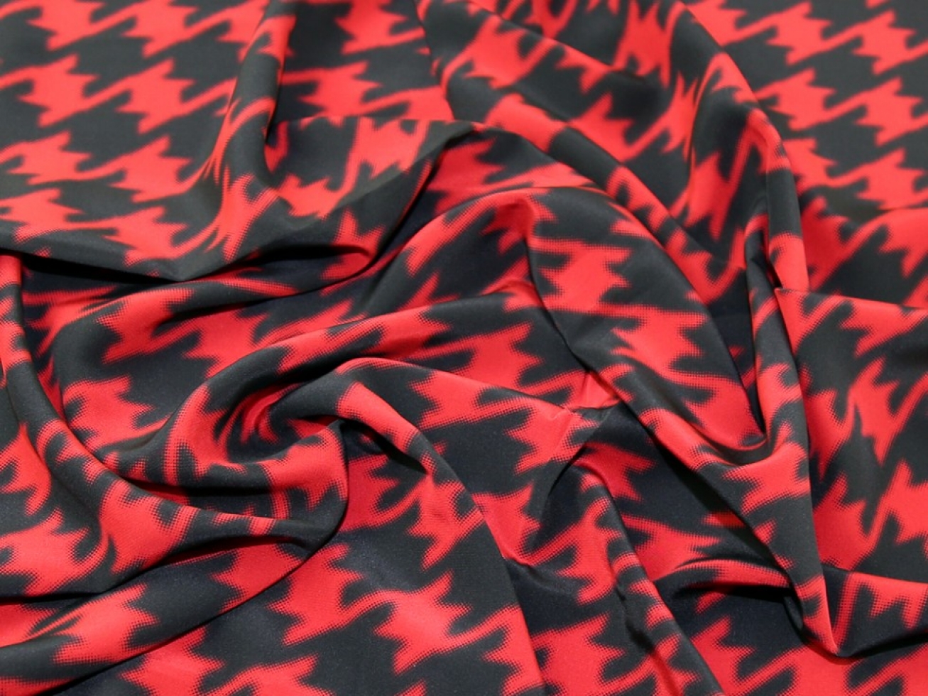 Silk Crepe Fabric Black & Red