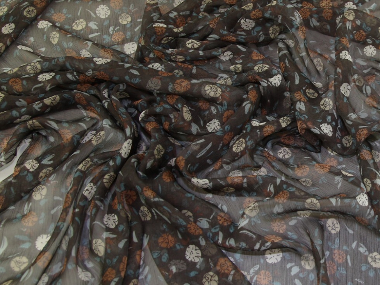 Silk Crinkle Sheer Chiffon Fabric Brown