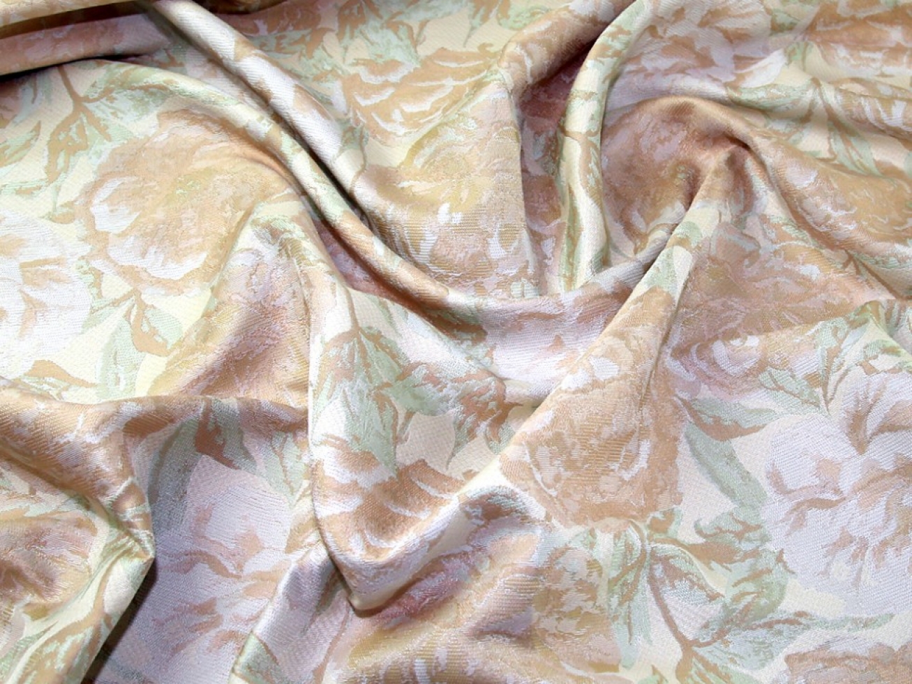 Woven Brocade Fabric Beige & Mint