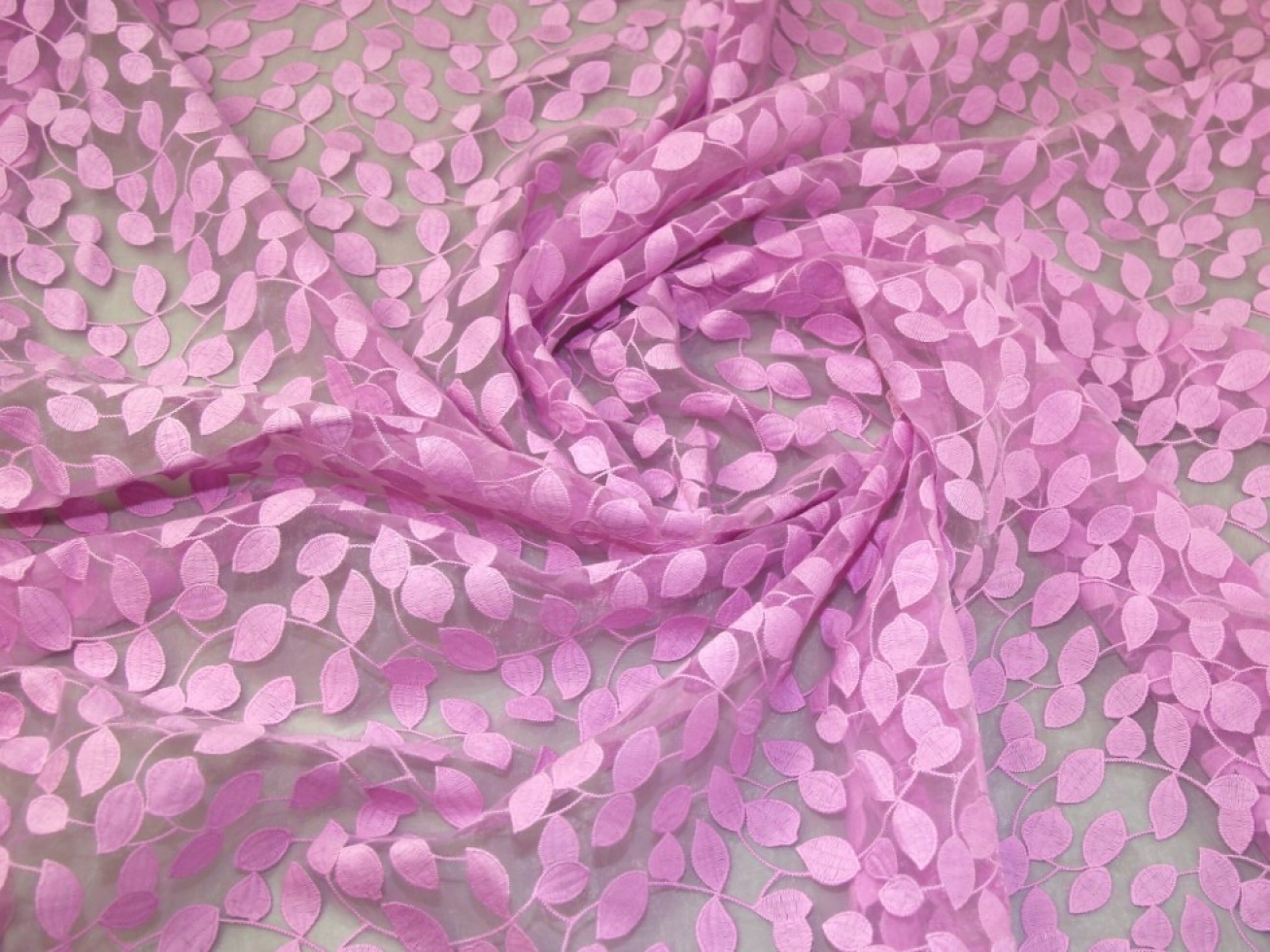 Embroidered Organza Fabric Lavender
