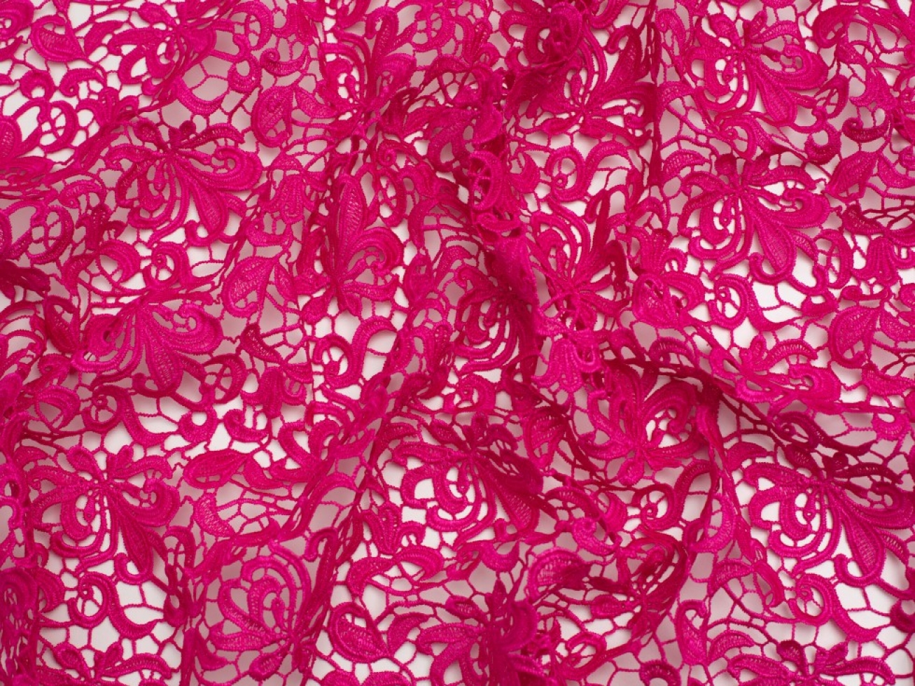 Minerva Core Range Heavy Guipure Lace Fabric Cerise Pink