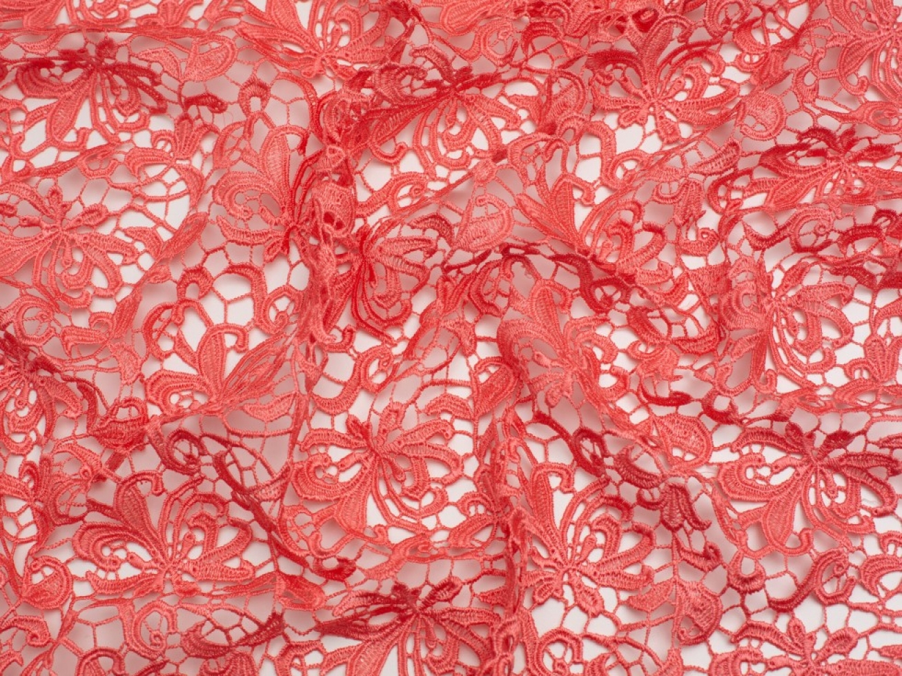Minerva Core Range Heavy Guipure Lace Fabric Coral