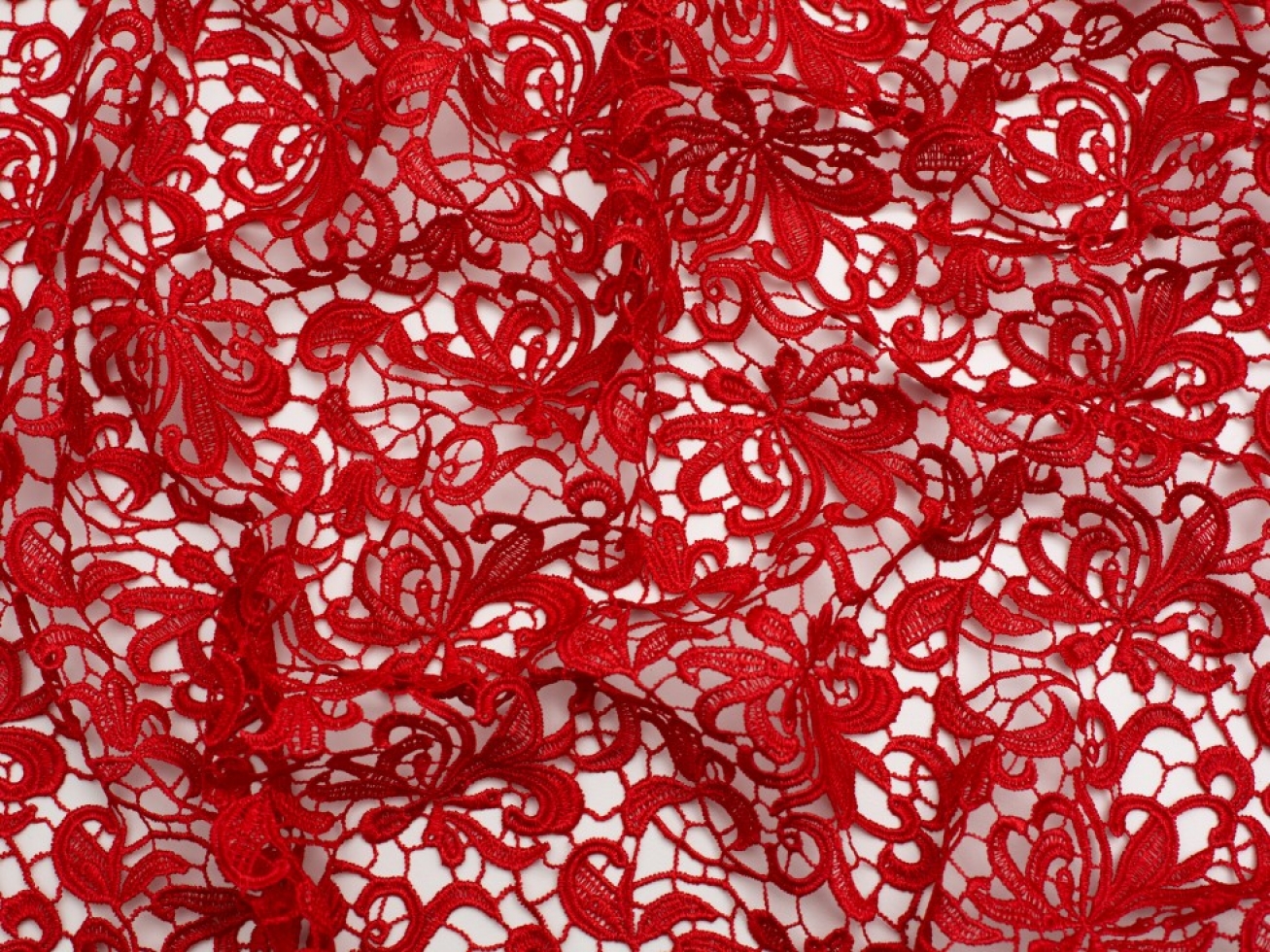 Minerva Core Range Heavy Guipure Lace Fabric Red