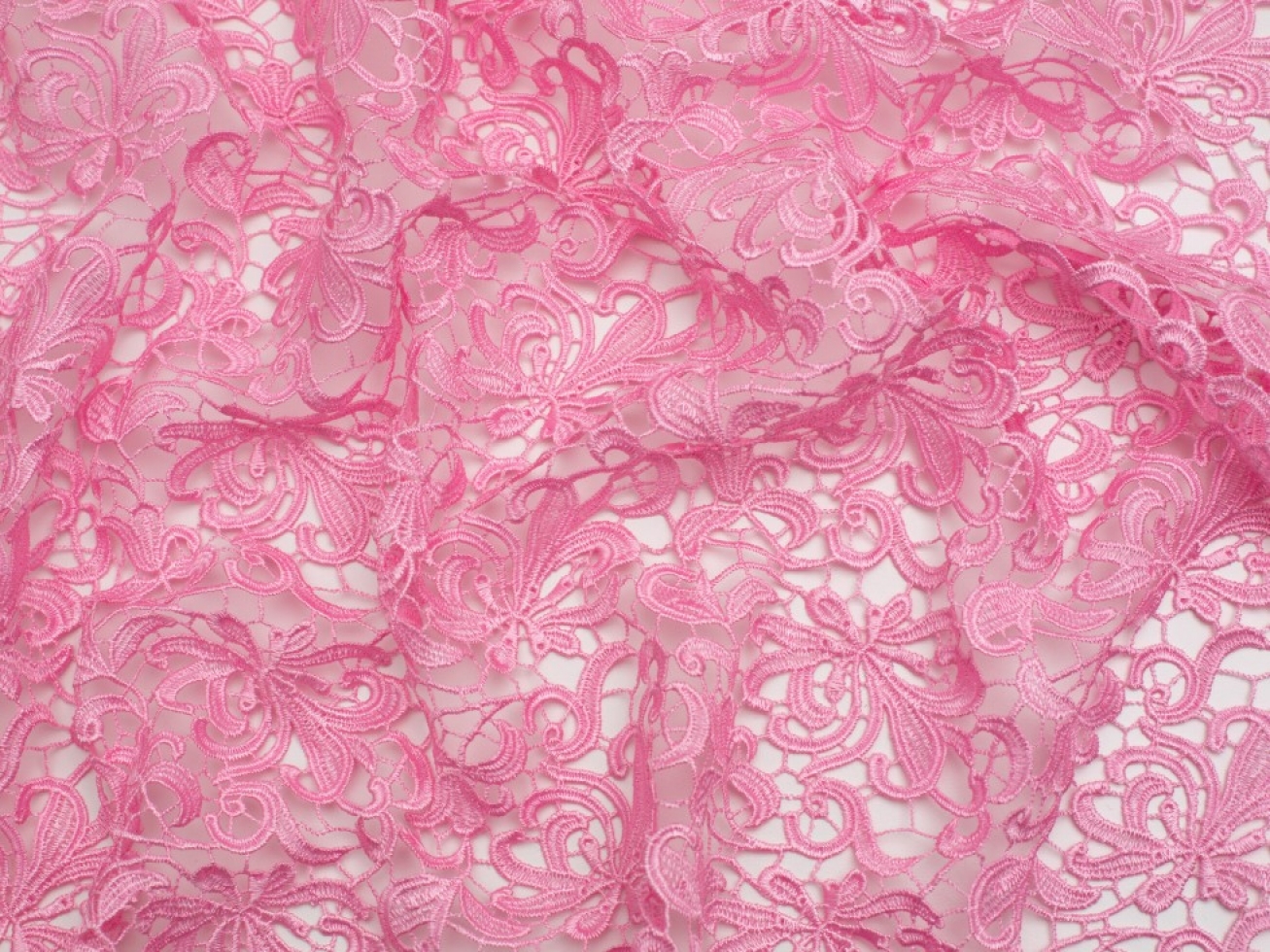 Minerva Core Range Heavy Guipure Lace Fabric Candy Pink