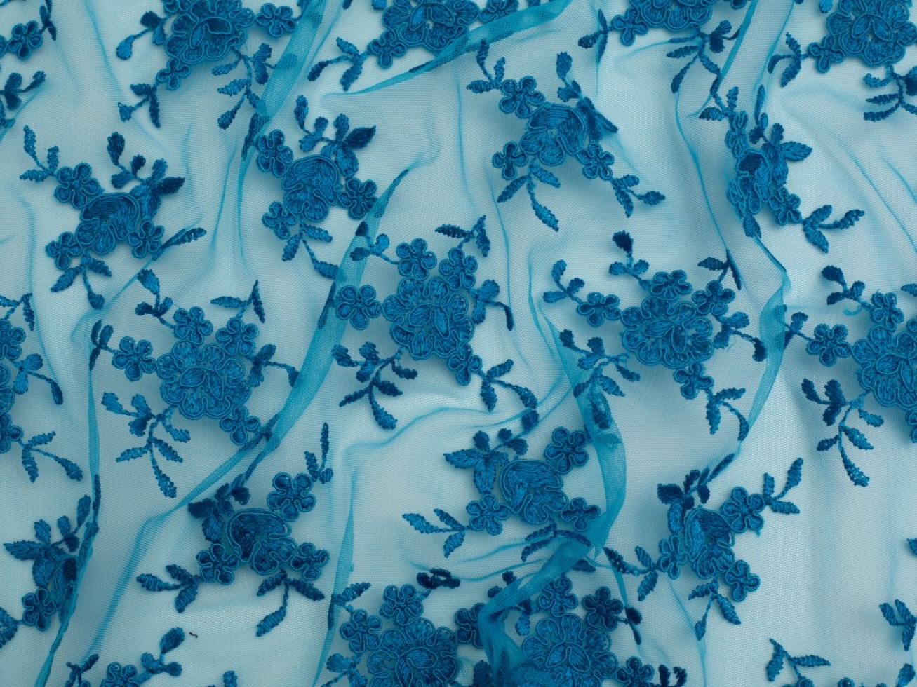 Minerva Core Range Embroidered Tulle Lace Fabric Teal