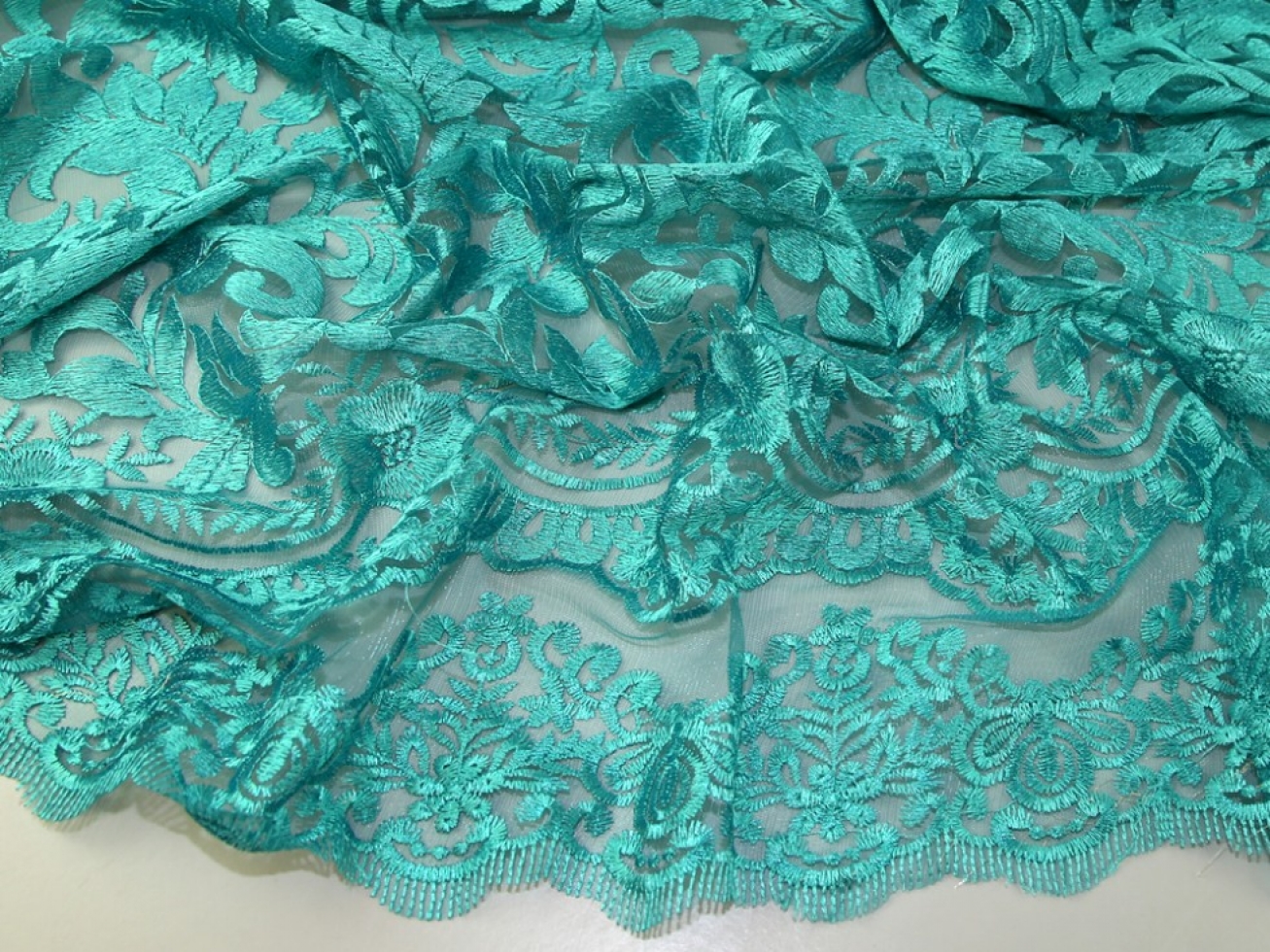 Embroidered Lace Fabric Jade