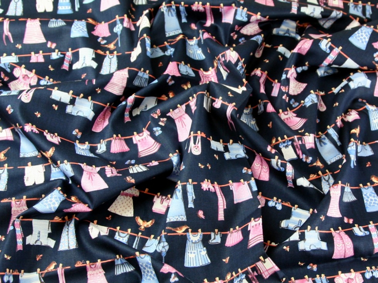 100% Cotton Poplin Fabric Navy Blue