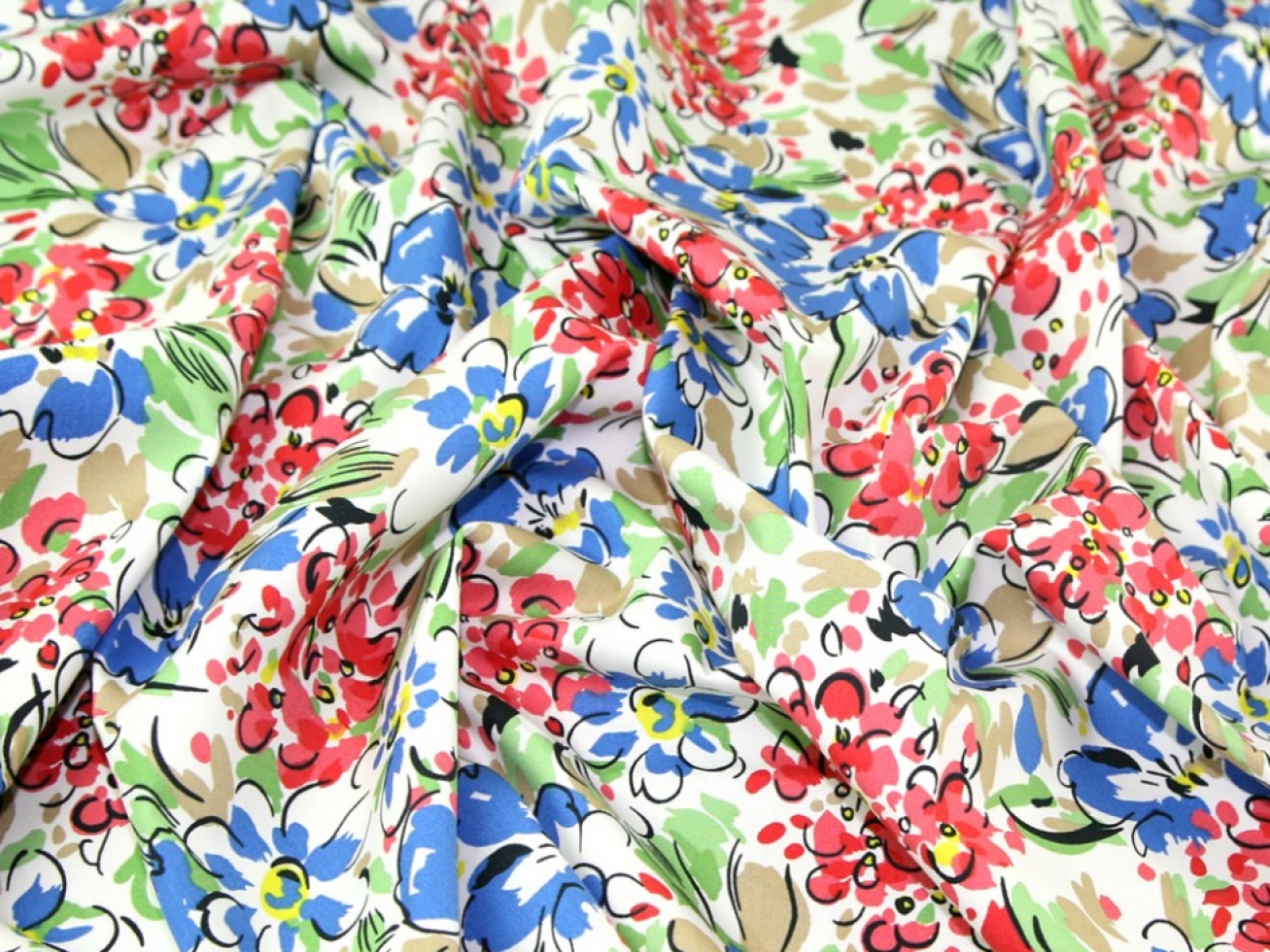 100% Cotton Poplin Fabric Red & Blue