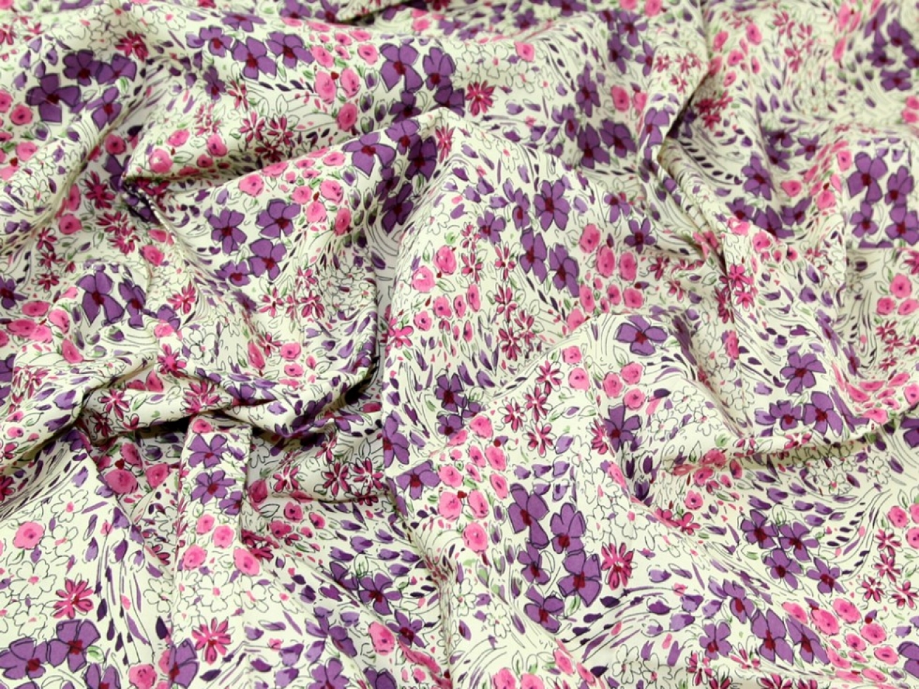 Cotton Lawn Fabric Purple & Pink