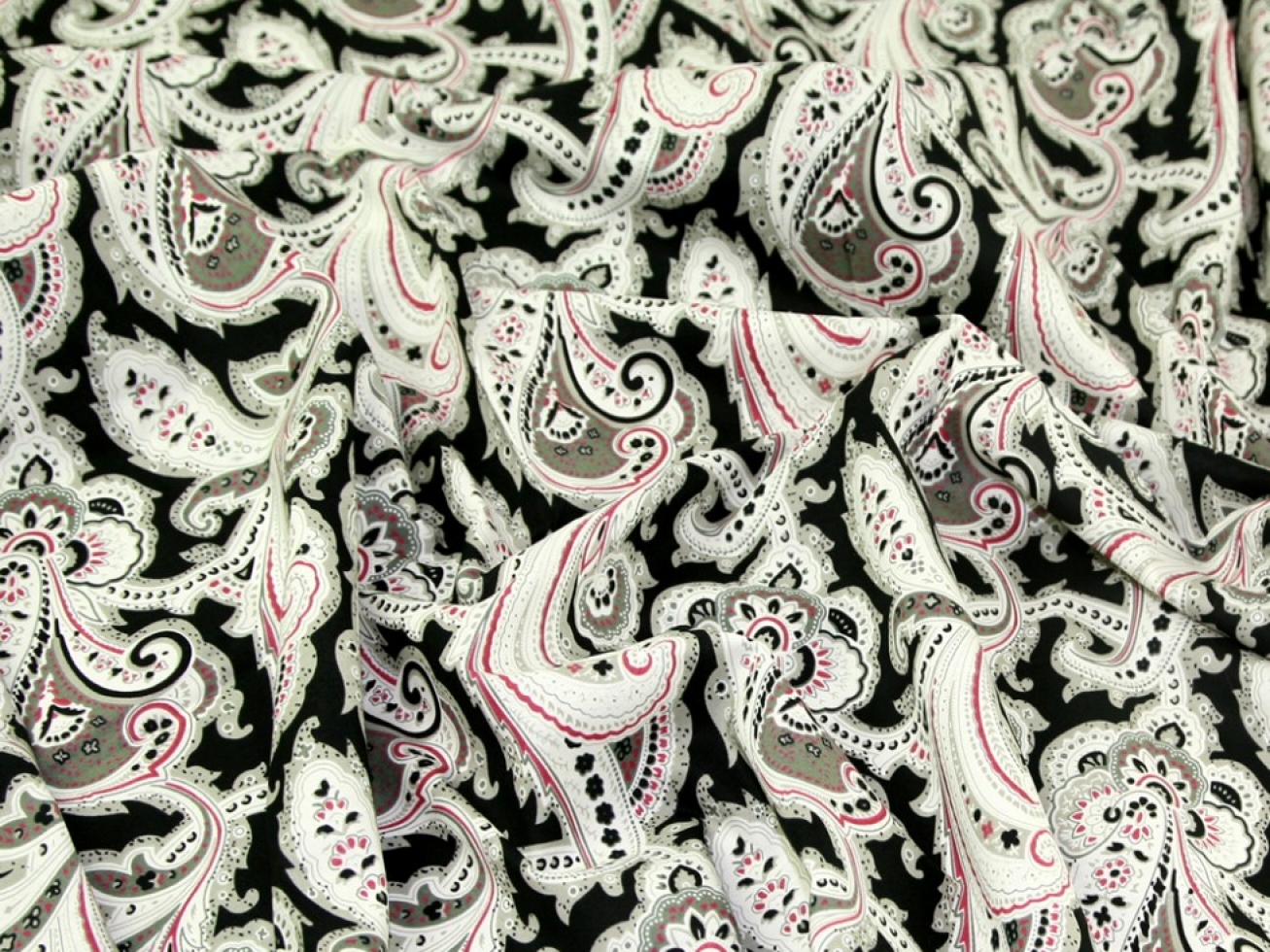 Cotton Lawn Fabric Black & Pink