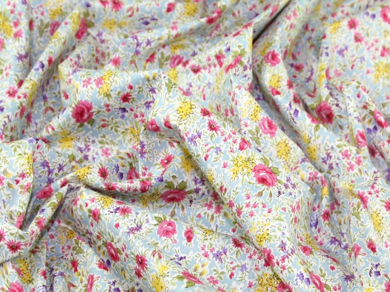 Cotton Lawn Fabric Blue