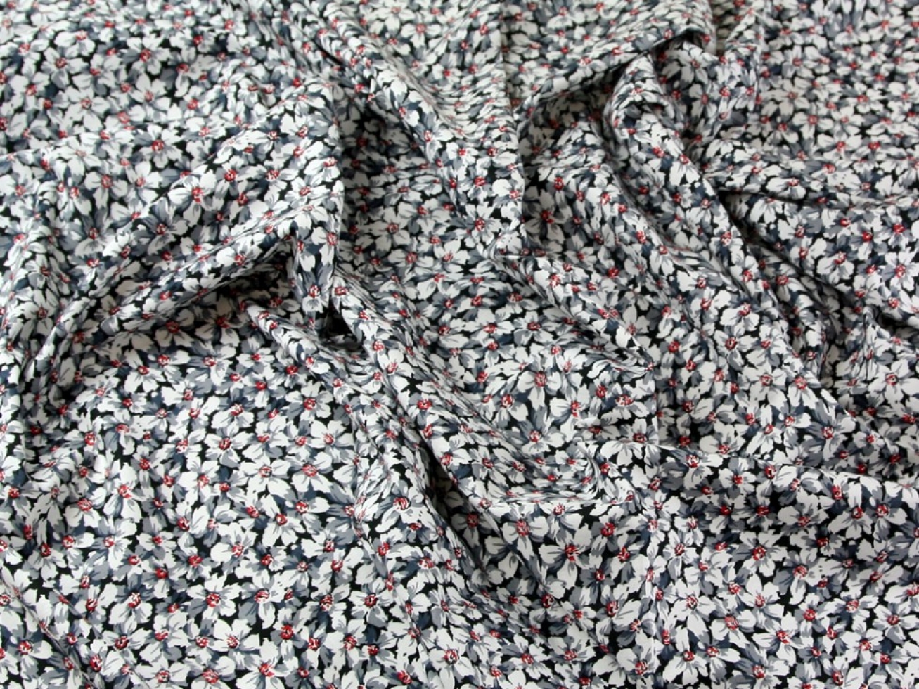 Cotton Lawn Fabric Black & Grey