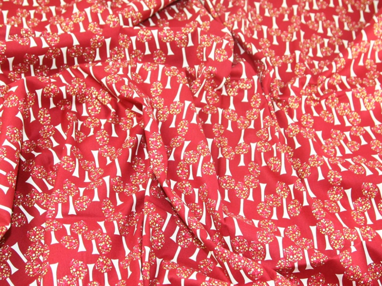 100% Cotton Poplin Fabric Dark Red