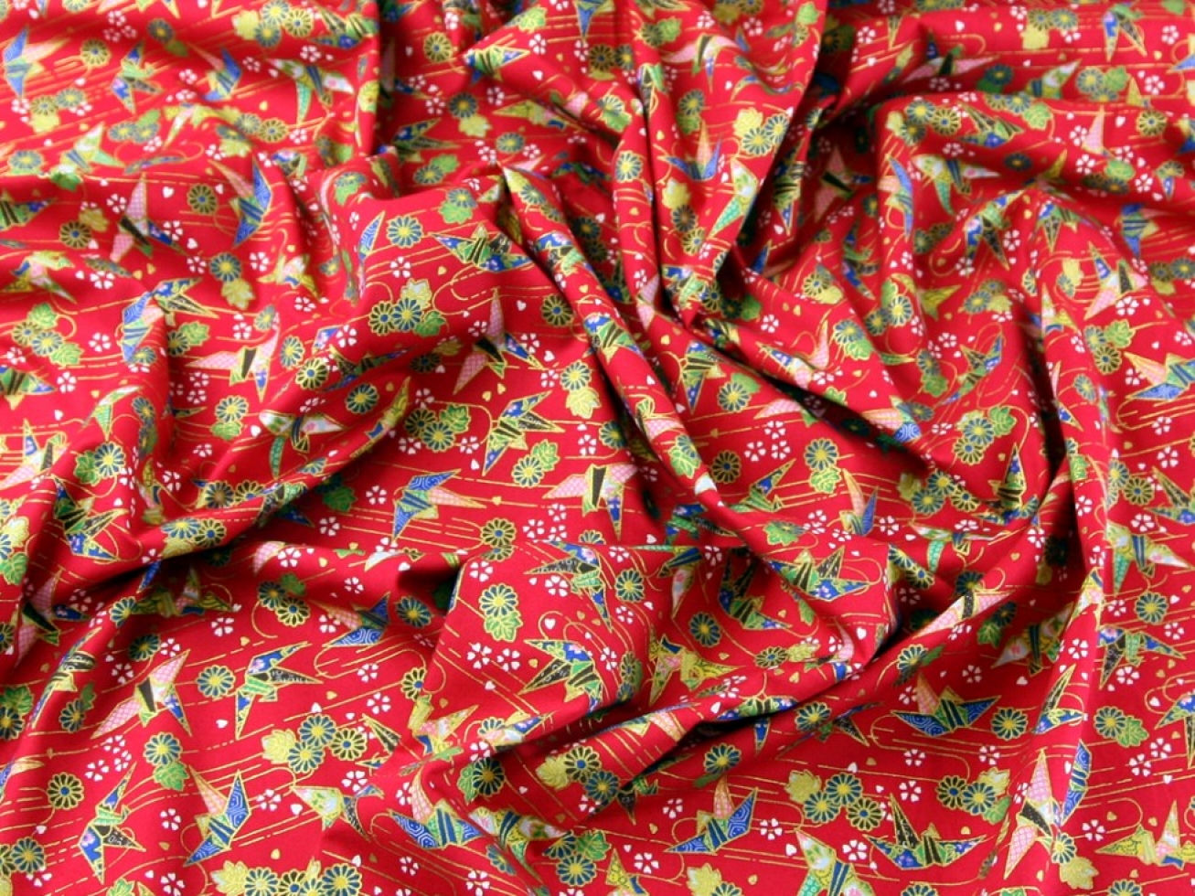 Metallic 100% Cotton Poplin Fabric Red