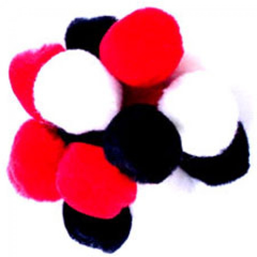 Trimits Pom Poms Red Black White Mix
