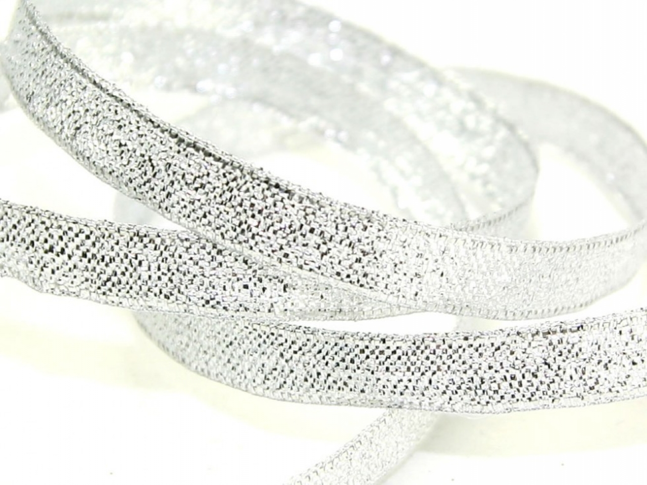 Lame Pull Cord Ribbon Silver