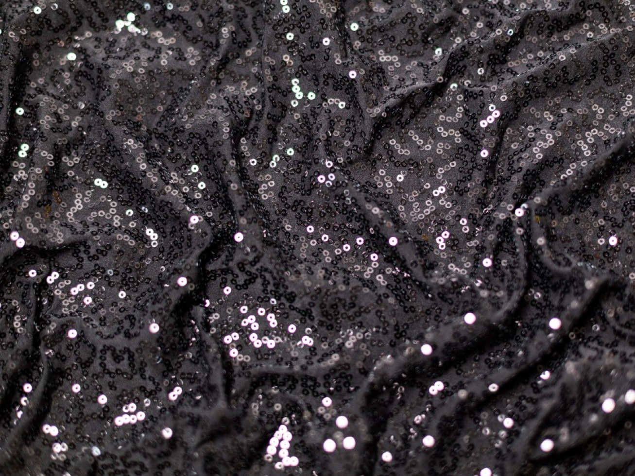 Minerva Core Range Sequin ITY Silky Stretch Knit Fabric Black