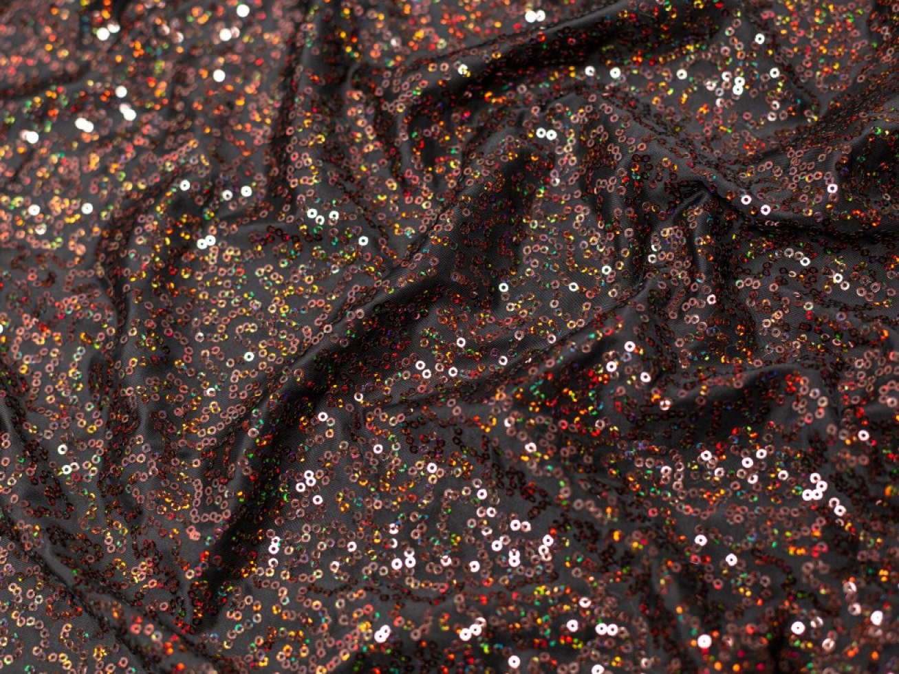 Minerva Core Range Sequin ITY Silky Stretch Knit Fabric Black & Brown