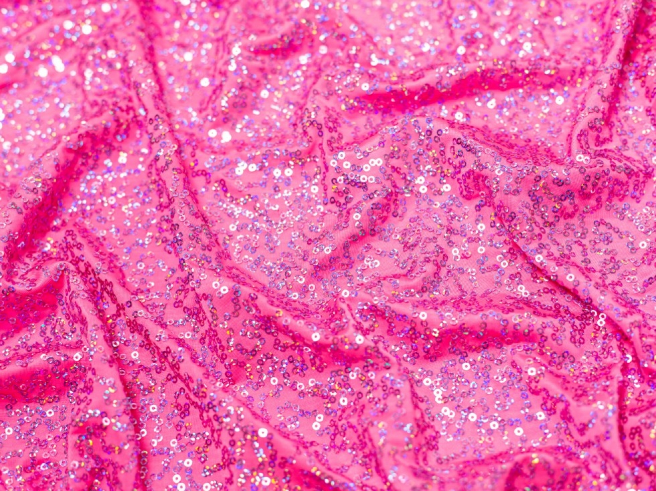 Minerva Core Range Sequin ITY Silky Stretch Knit Fabric Flo Pink