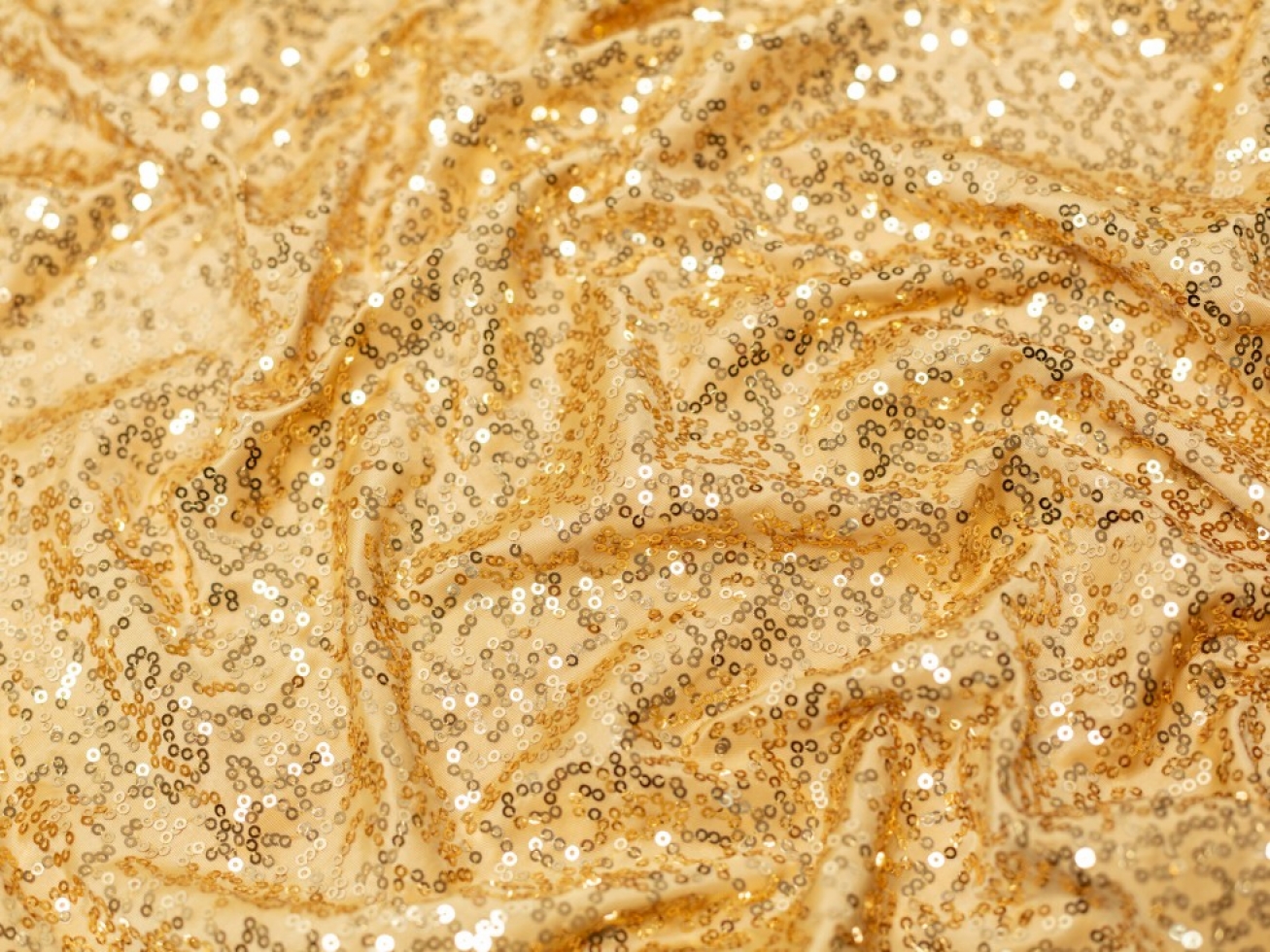 Minerva Core Range Sequin ITY Silky Stretch Knit Fabric Gold