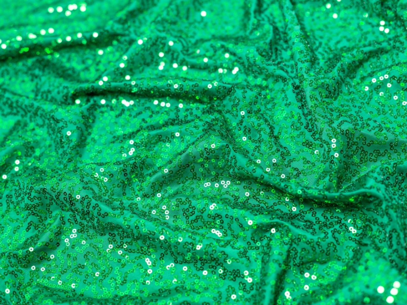 Minerva Core Range Sequin ITY Silky Stretch Knit Fabric Kelly Green
