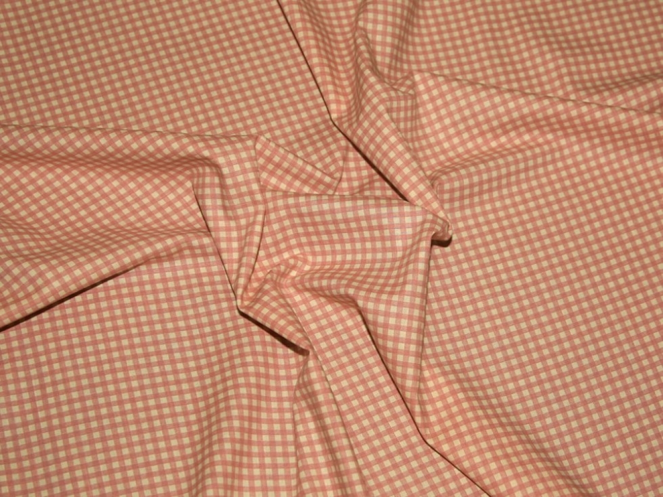 Gingham Cotton Canvas Fabric Pink