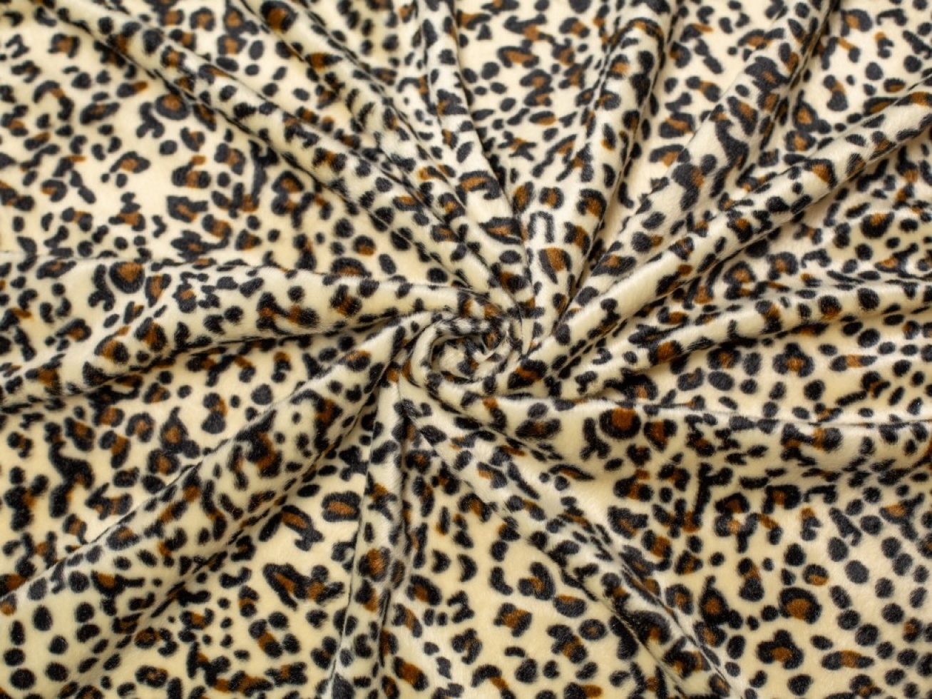 Minerva Core Range Velboa Faux Fur Fabric Baby Leopard