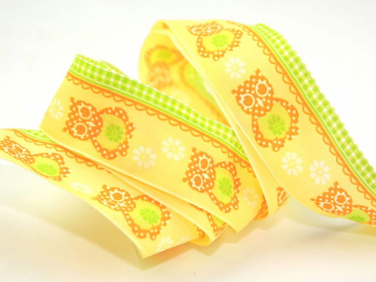 Owl Wired Ribbon Yellow/Orange/Green