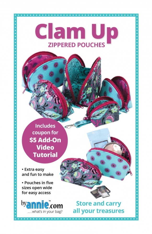 By Annie Paper Sewing Pattern Clam Up Zippered Pouches