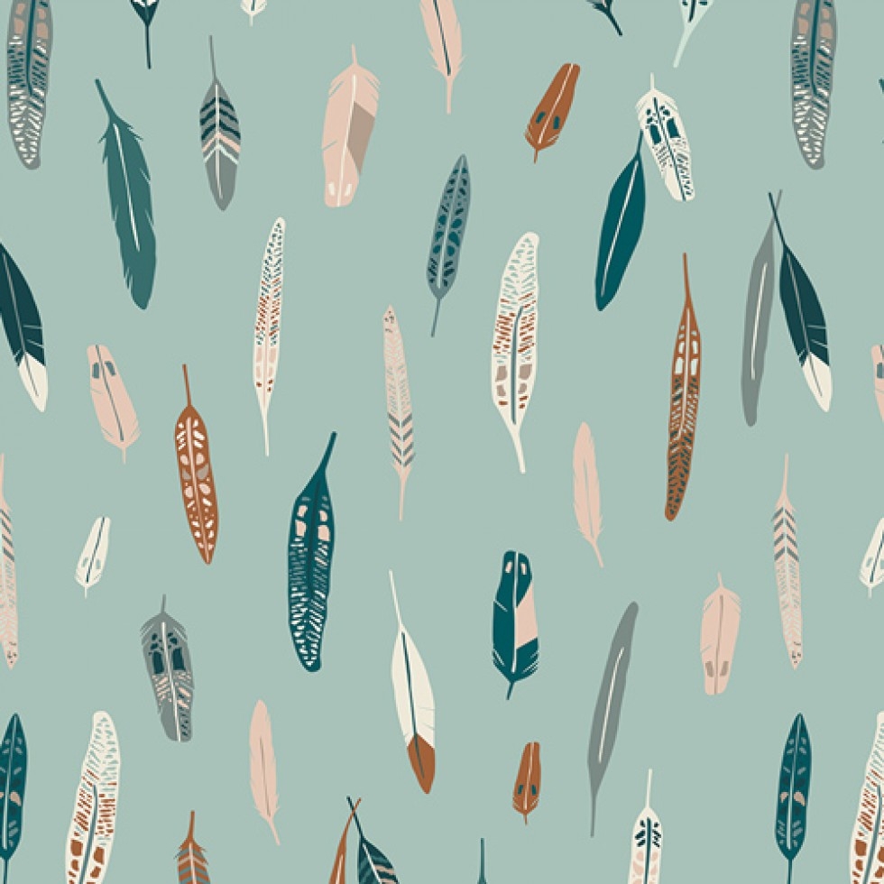 Art Gallery Fabrics Campsite 100% Cotton Poplin Fabric Heather & Feathers Metallic