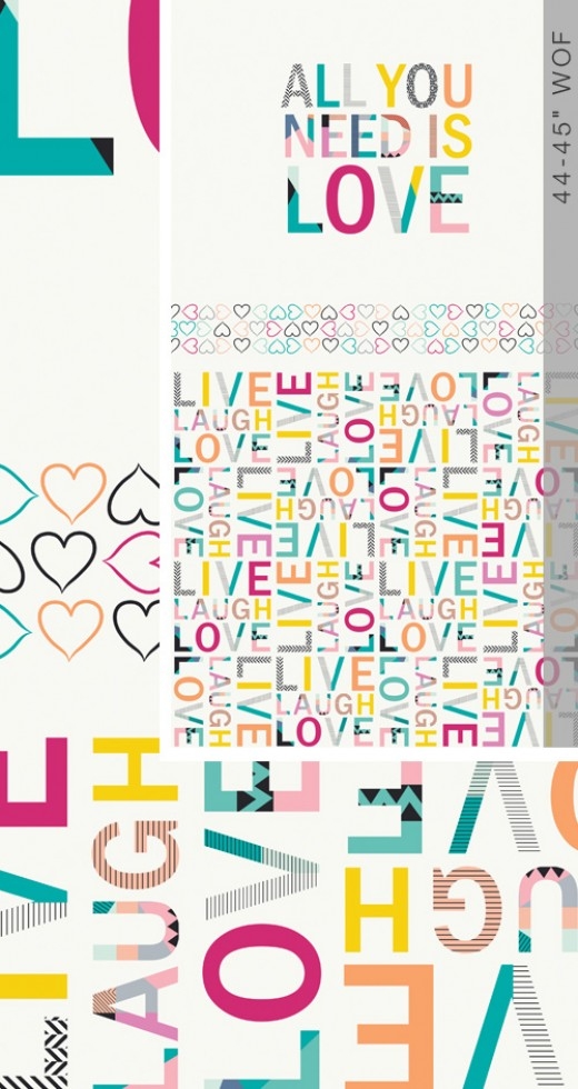 Art Gallery Fabrics Letters 100% Cotton Poplin Fabric All You Need is Love