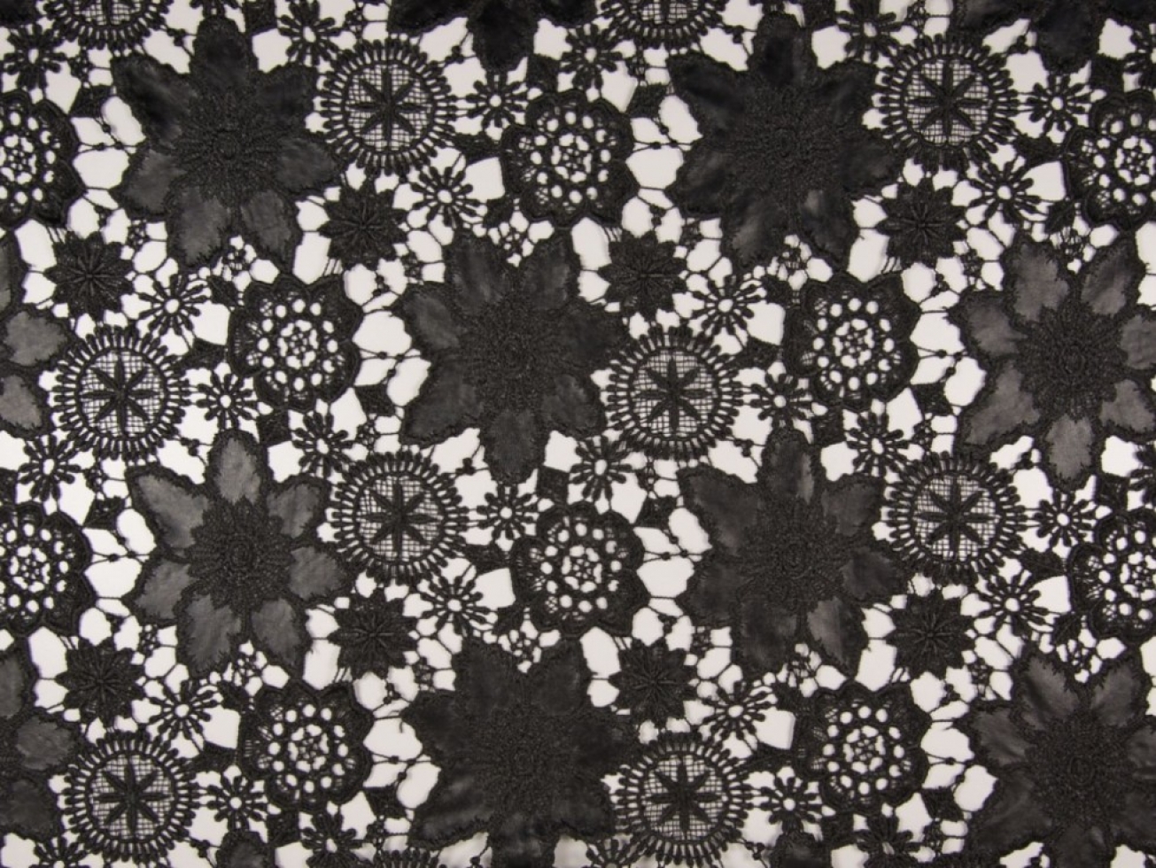 Embroidered Lace Fabric Black