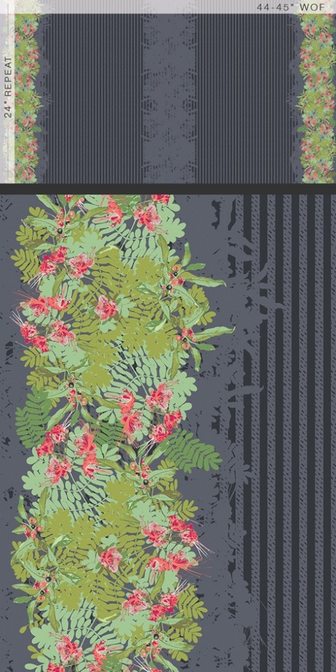 Art Gallery Fabrics Decadence 100% Cotton Poplin Fabric Striped Fleur Paradis