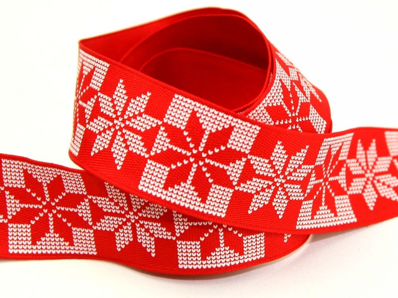 Snowflake Christmas Ribbon Red & White
